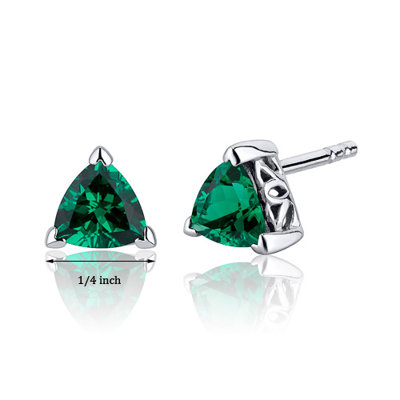 Oravo 1.50 Carats Trillion Cut  Emerald V Prong Stud Earrings