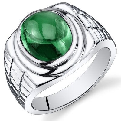 Oravo Men's Sterling Silver Oval Cut Gemstone Ring