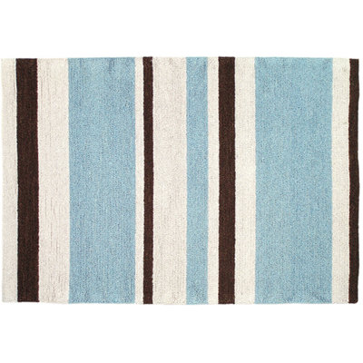 Blue/Brown Striped Hook Rug