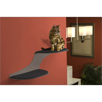 The Refined Feline Clouds Wall Mounted Faux Fur and Metal Cat Perch