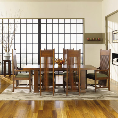 Copeland Furniture Frank Llloyd Wright Dana-Thomas 84 - 124" W x 42" D Grand Extension 7 Piece Dining Set