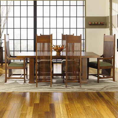 Copeland Furniture Frank Llloyd Wright Dana-Thomas 84 - 124" W x 48" D Grand Extension 7 Piece Dining Set
