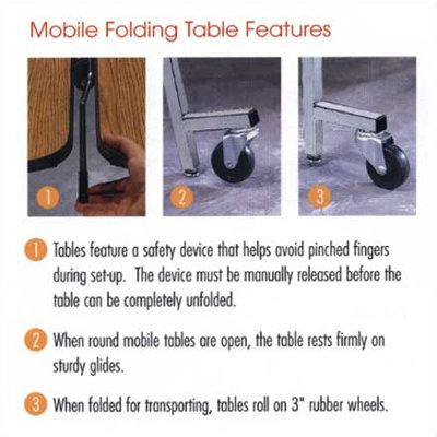 Virco 60" Octagon Mobile ContourFold Table with T-mold Edge