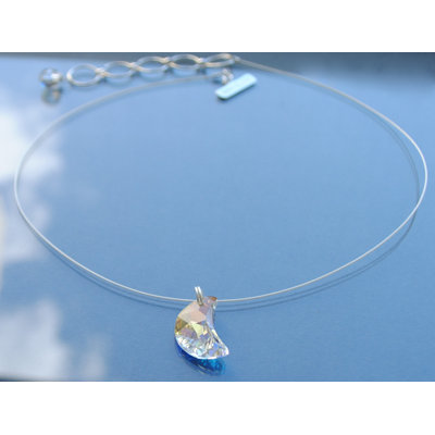 Anna Bloom Designs Sterling Silver Austrian Cut Crystal "Crescent Moon" Necklace