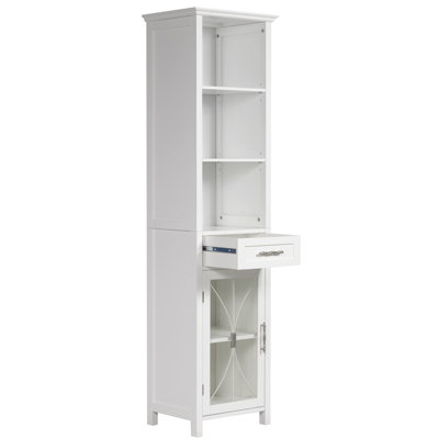 Elegant Home Fashions Mason Linen Tower with One Door and Three Open Shelves