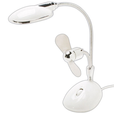 Trademark Global 2 in 1 Laptop Desk LED Lamp and Fan in White