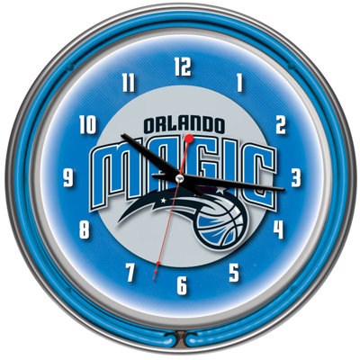 Trademark Global nBA Chrome Double Ring Neon Clock