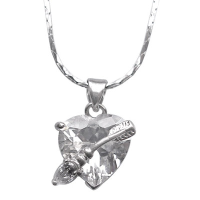 Cubic Zirconia Heart and Arrow Necklace Pendant