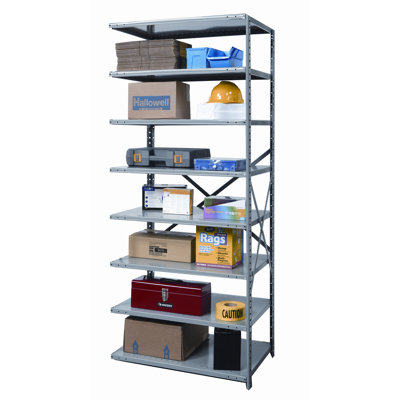 Hallowell Hi-Tech Shelving Extra Heavy-Duty Open Type Add-on Unit with 8 Shelves