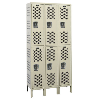 Hallowell Heavy-Duty Ventilated 3-Wide Double Tier Locker (Assembled)