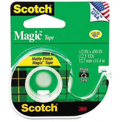3M Magic Office Tape with Refillable Dispenser, 1/2" x 12-1/2 Yards, Clear