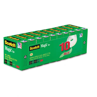 3M Magic Tape Value Pack, 3/4" x 28 Yards, 1" Core, 10/Pack