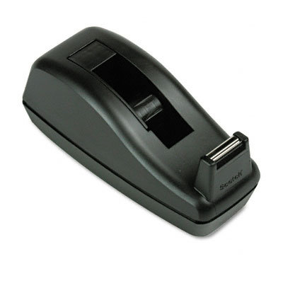 3M Deluxe Desktop Tape Dispenser, Attached 1" core, Heavily Weighted, Black                                                     