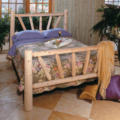 Sunburst Frame Slat Bed by Rustic Natural Cedar Furniture -image