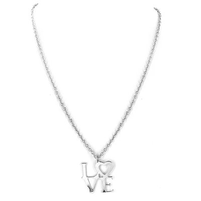 West Coast Jewelry Silvertone Love Pendant Necklace