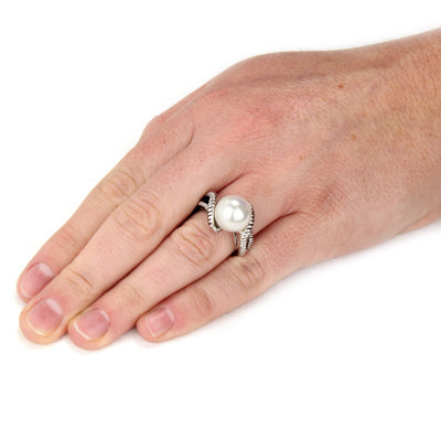 West Coast Jewelry Antiqued Silvertone Faux Pearl Fashion Ring