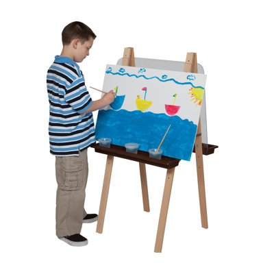 Wood Designs Natural Environment Double Adjustable Easel with Brown Tray