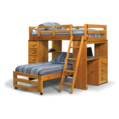 Chelsea Home Twin over Twin L-Shaped Bunk Bed with Desk End