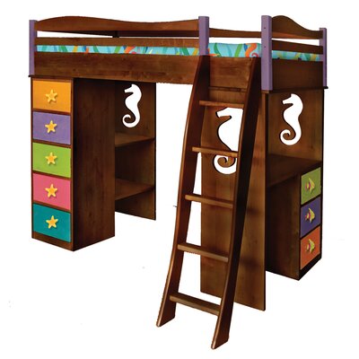 Room Magic Tropical Seas Twin Loft Bed with Desk and Storage
