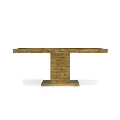 Legacy Classic Furniture Latitude Rectangular Pedestal Pub Dining Table in Distressed Natural Pine