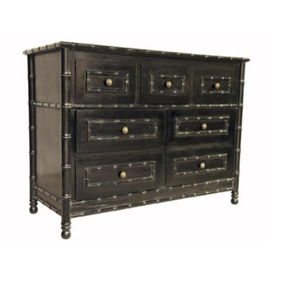 Bamboo 7 Drawer, Hand Rubbed Black Dresser by Noir -image