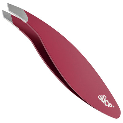 Slice Slanted-Tip Red Tweezers and Cosmetic Sharpener