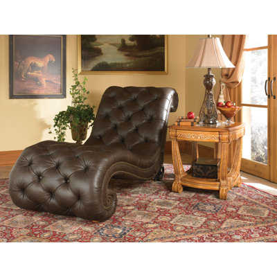 Michael Amini Trevi Leather Chaise Lounge