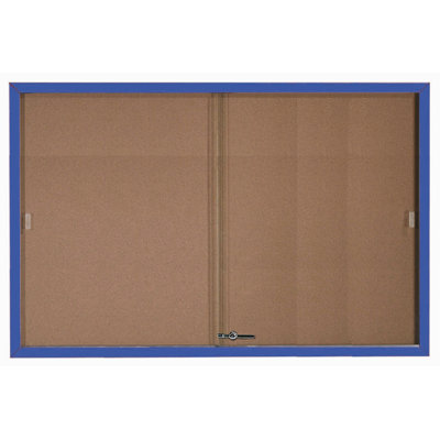 AARCO Enclosed Bulletin Board with Frame and Sliding Doors
