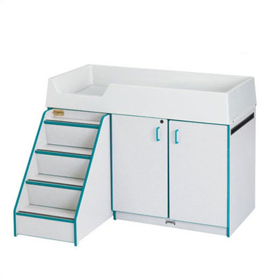 Jonti-Craft Rainbow Accents Diaper Changer with Stairs - Rectangular (48.5" x 23.5)