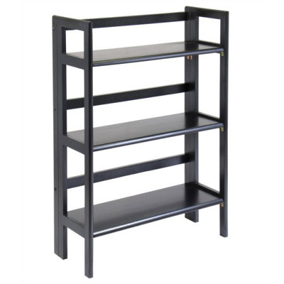 Winsome Basics 39" H Black Folding Three Tier Bookshelf