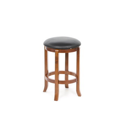 Winsome 24" Faux Leather Swivel Stool in Antique Walnut (Set of 2)