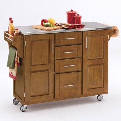 Home Styles Kitchen Cart with Stainless Steel Top