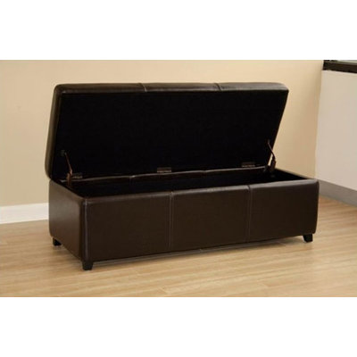 Wholesale Interiors Philostrate Leather Storage Ottoman Bench