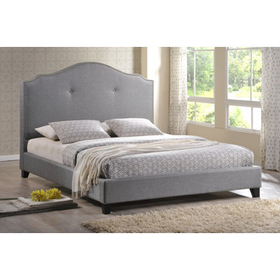 Marsha Scalloped Upholstered Linen Modern Bed by Wholesale Interiors -image
