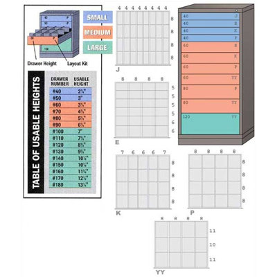 Lyon Workspace Products Eye-Level High Standard Cabinet with 11 Drawers: 30" W x 28 1/4" D x 59 1/4" H