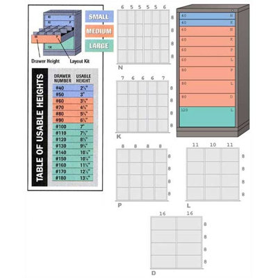Lyon Workspace Products Eye-Level High Standard Cabinet with 10 Drawers: 30" W x 28 1/4" D x 59 1/4" H