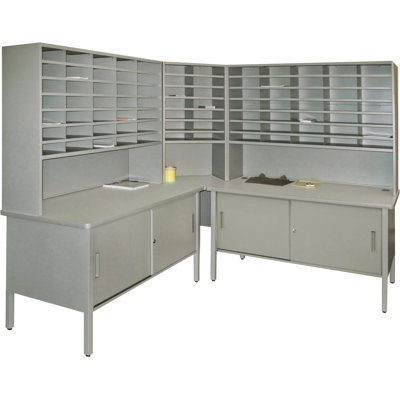 Marvel Office Furniture 84 Slot Corner Literature Organizer with Cabinet