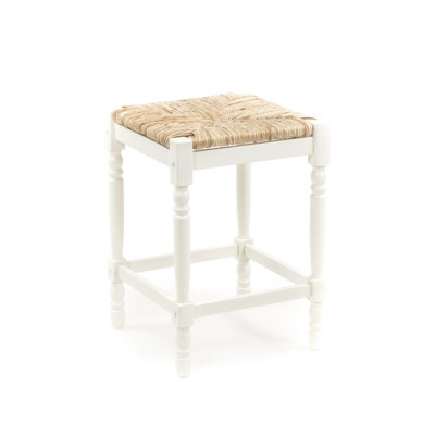 Carolina Cottage 24" Hawthorne Counter Stool with Rush Seat in Antique White