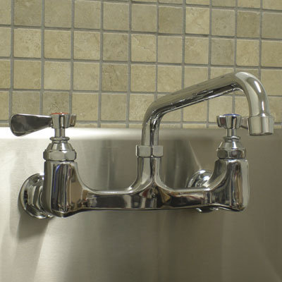 Wall Mounted Faucet with Swing Spout and Indexed Double Lever Handle ...