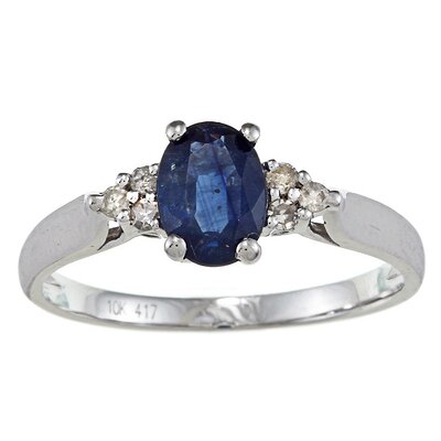 Diamonds White Gold Genuine Oval Cut Sapphire and Diamond Ring Ring ...