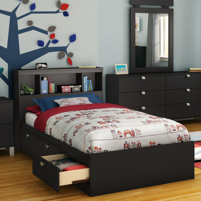 South Shore Spark Mate's Platform Bed with Bookcase Headboard