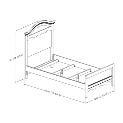 South Shore Summer Breeze 39" Twin Panel Bed in Distressed White Wash