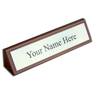3200 Series Leather Name Plate in Rustic Brown