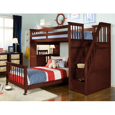 NE Kids School House Stair Loft Bed with Desk End | Wayfair