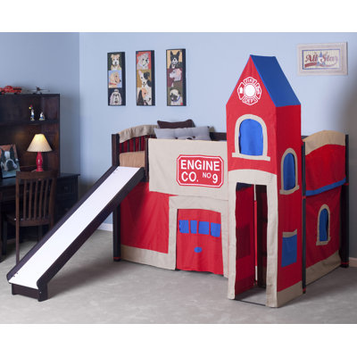 NE Kids School House Twin Firehouse Low Loft Bed