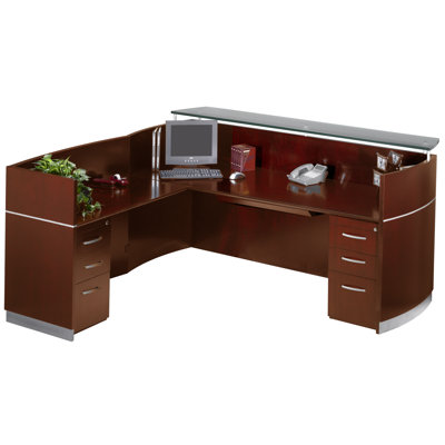 Mayline Group Napoli Reception Station with Return and Two B/B/F Pedestal