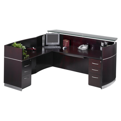 Mayline Group Napoli Reception Station with Return and Two B/B/F Pedestal