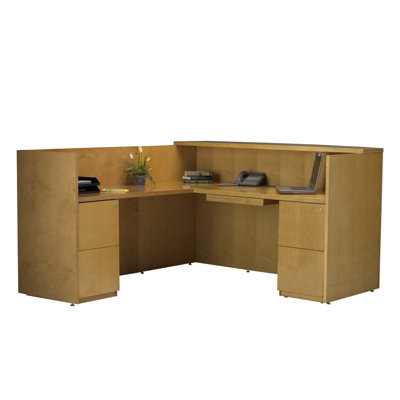 Mayline Group Luminary Reception Station with Return and 2 File Pedestals