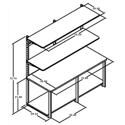 Mayline Group e-LAN Computer Racking Systems 72" W LAN Station