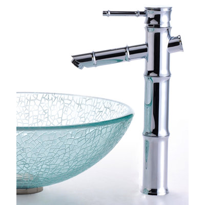 Kraus Broken Glass 16.5" Vessel Sink and Rivera Faucet